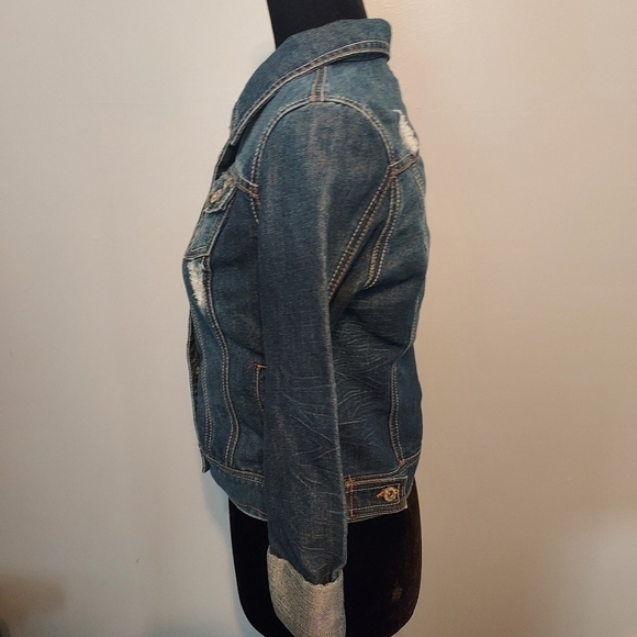 Mudd Jean Jacket Distressed Cropped Size Medium Juniors - Picture 7 of 9